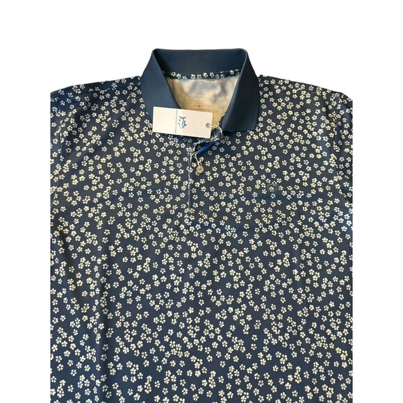 Southern Tide SZ Med Mens Performance Shirt‎ Blue Denim Tropic Floral NWT - Picture 1 of 15